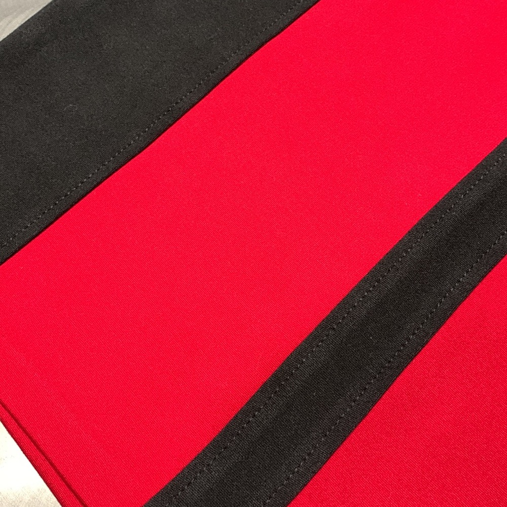 Cache Red & Black Colorblock Ponte Skirt Size 10 - image 2